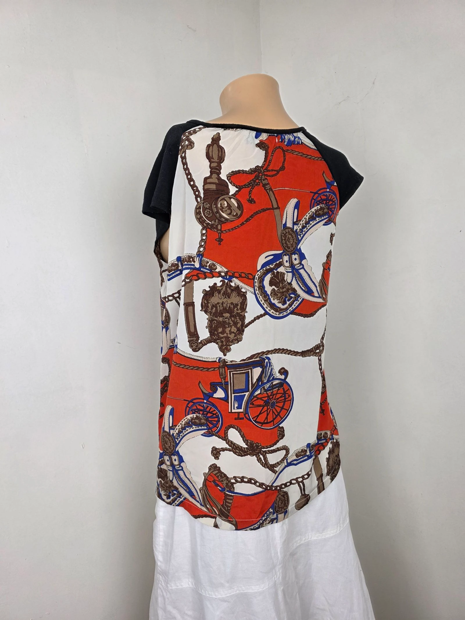 Equestrian print top 🍒vintage 80's🍒size 36/38 – photo 3